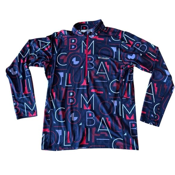 Columbia Winter Power Half Zip Omni Wick Shirt Black Red Mens Size Medium - Picture 1 of 8